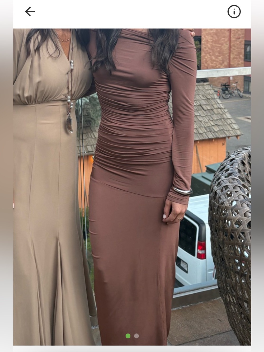 Helmut Lang Brown Long Sleeve Ruched Maxi Dress